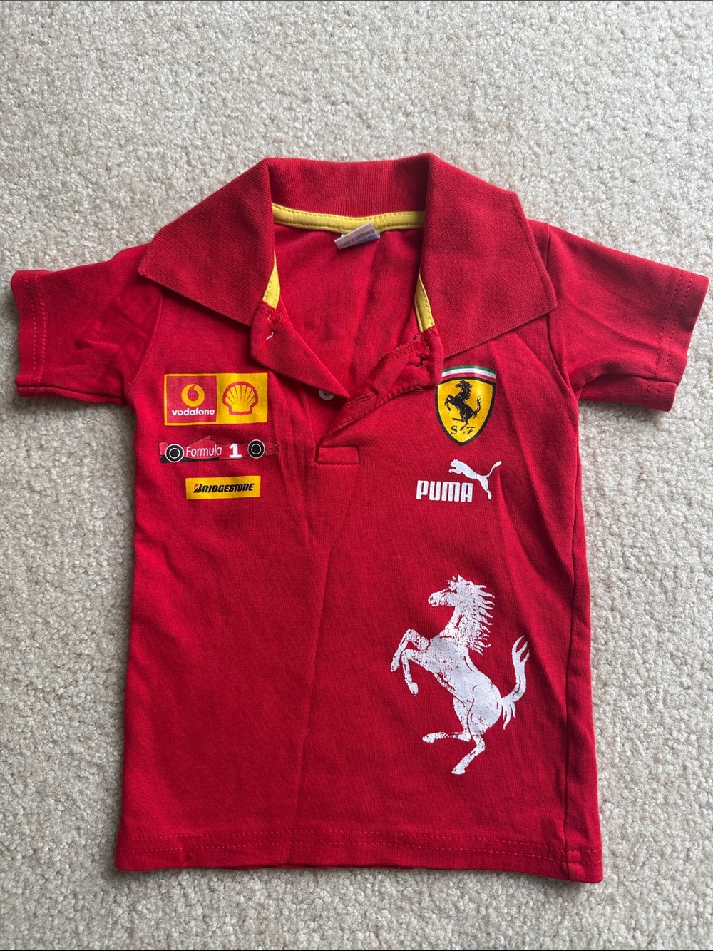 Formula 1 F1 Ferrari Puma Red Kids Polo with Ferrari and Racing Logos